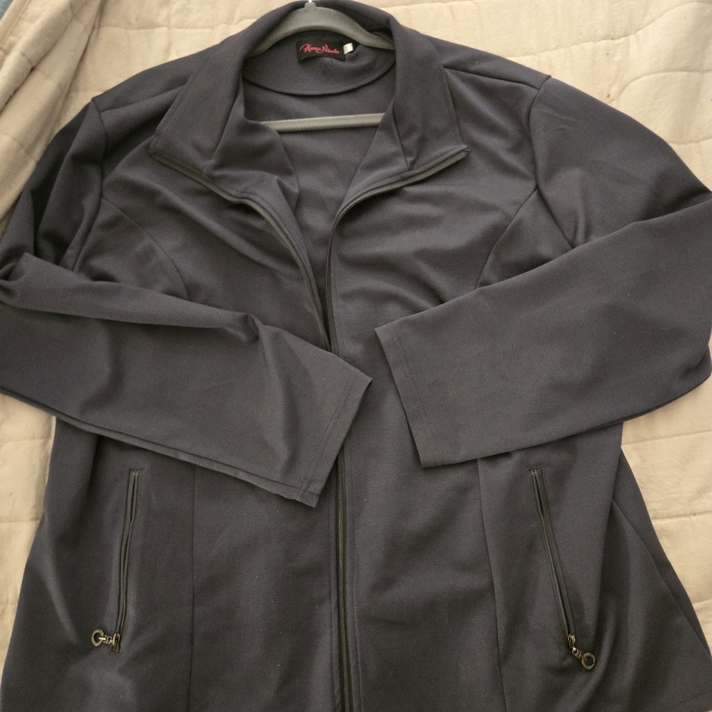 Plus Sz 22 Gray Athletic Zip Up Jacket By Hanna Nikole